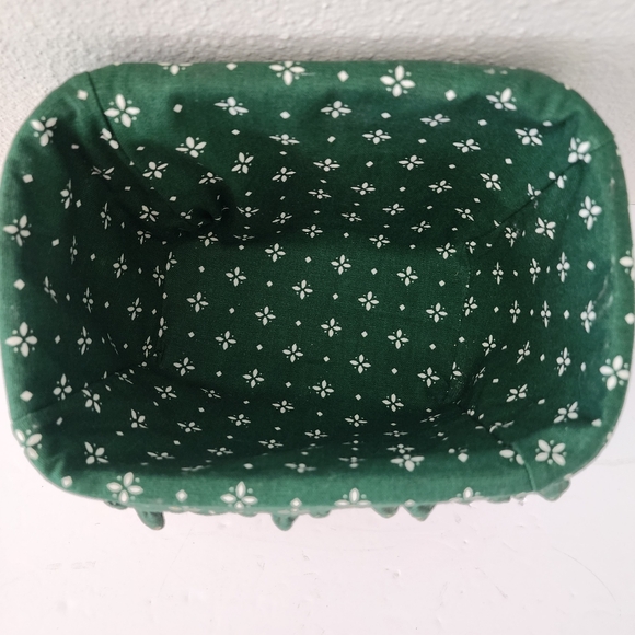 Longaberger 1997 Angled Basket With Green Floral Liner Card Keeper Basket - Picture 2 of 12